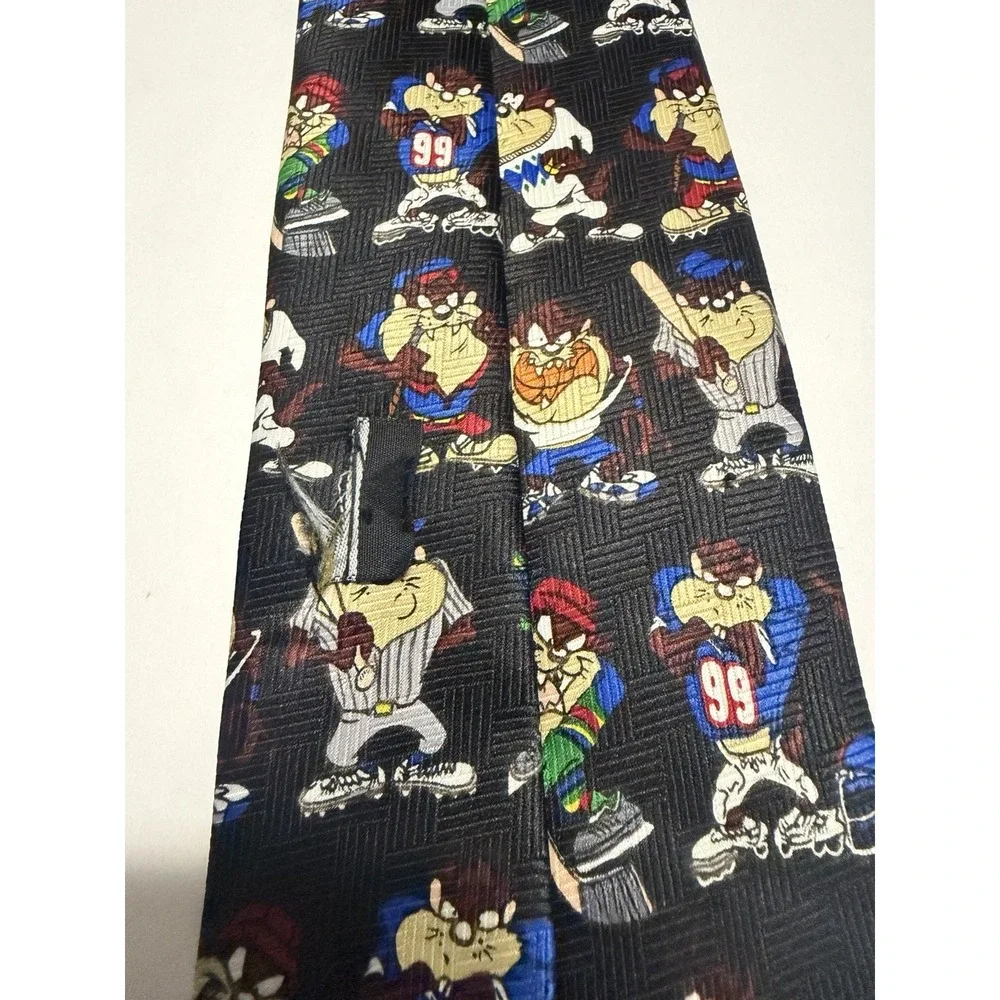 Vintage Looney Tunes Taz Tasmanian Devil Sports Necktie Black All Over Print Tie